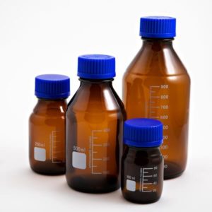 Amber Schott Bottles Blue Screw GL45 Cap